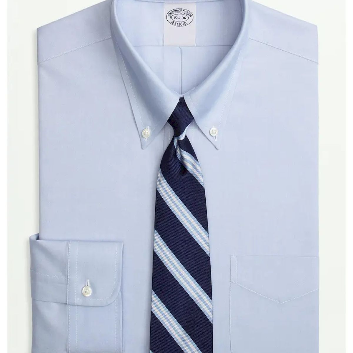 BROOKS BROTHERS - Camisa Stretch No-Iron Oxford Button-Down Collar Hombre Celeste