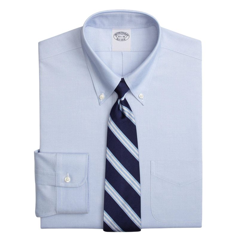 BROOKS BROTHERS - Camisa Stretch No-Iron Oxford Button-Down Collar Hombre Celeste