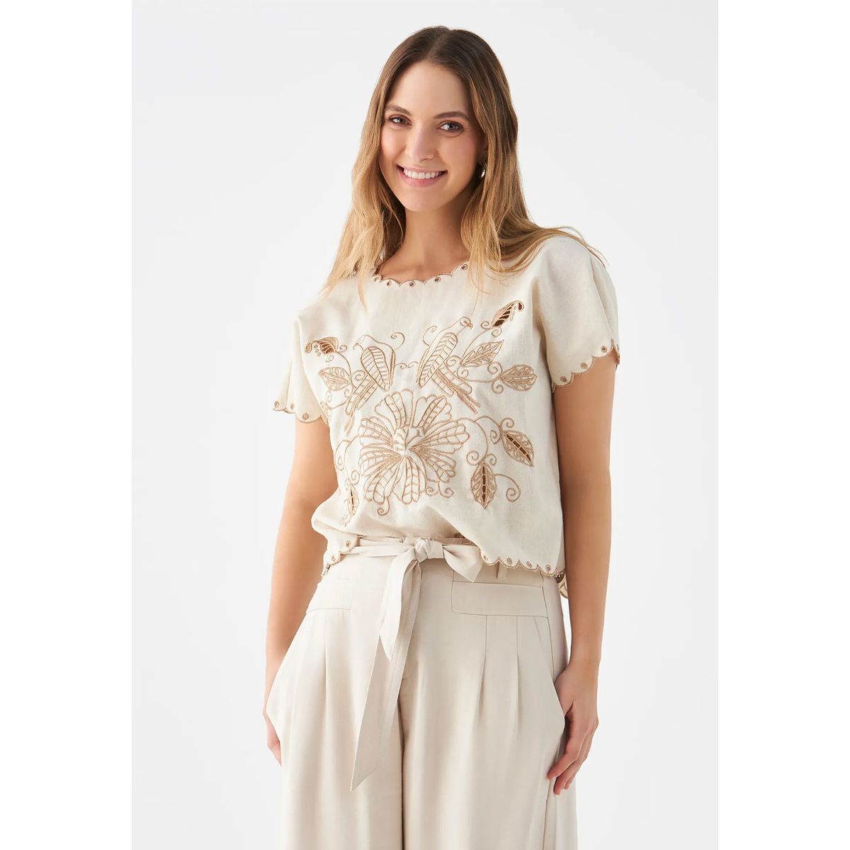 ESPRIT - Blusa Bordada Manga Corta Mujer Esprit ESPRIT