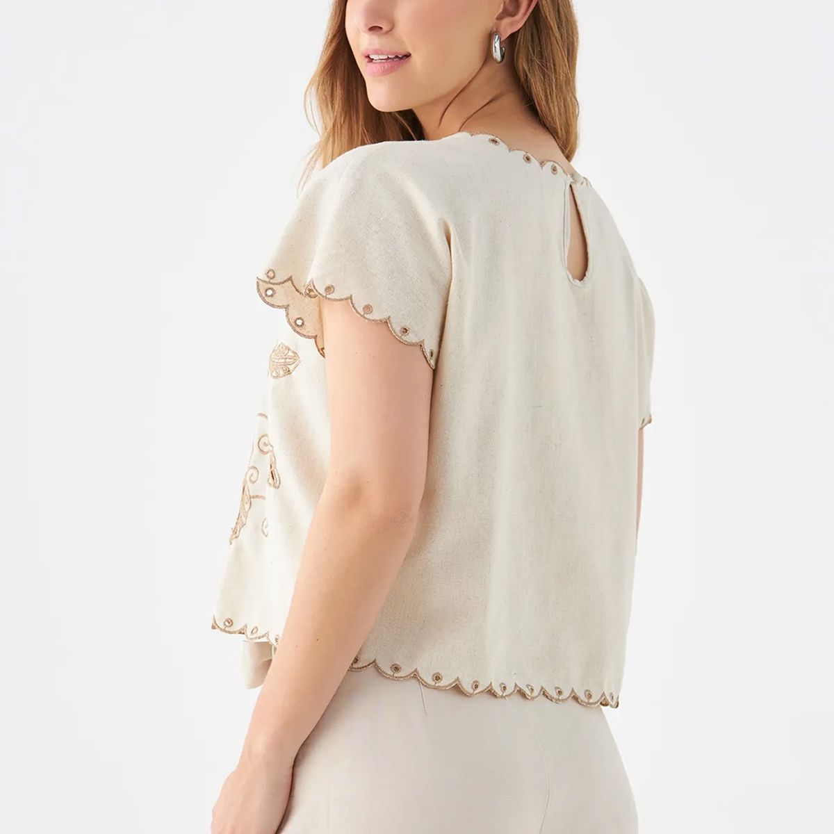 ESPRIT - Blusa Bordada Manga Corta Mujer Esprit ESPRIT