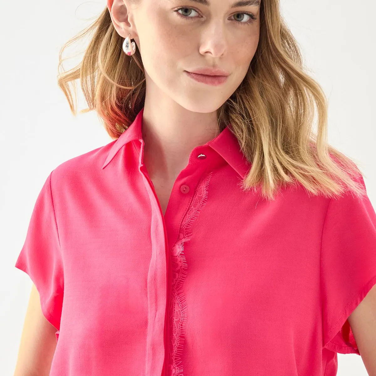 ASH - Blusa Manga Corta Fucsia Mujer Ash