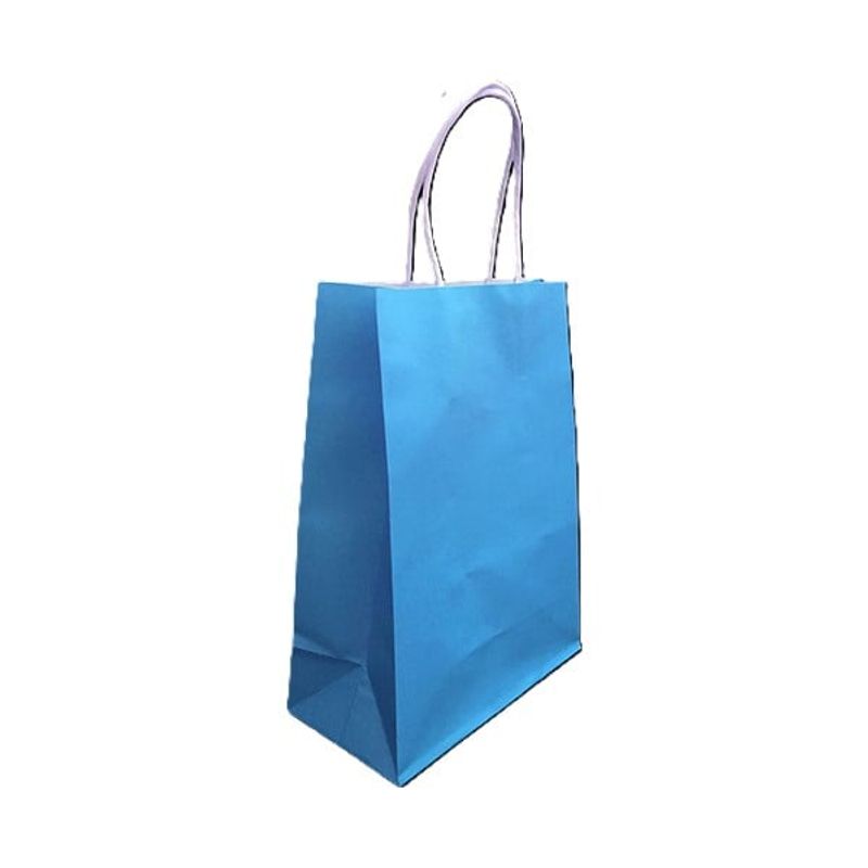 GENERICO - BOLSA REGALO KRAFT CELESTE 15X21X8 X12 UNI