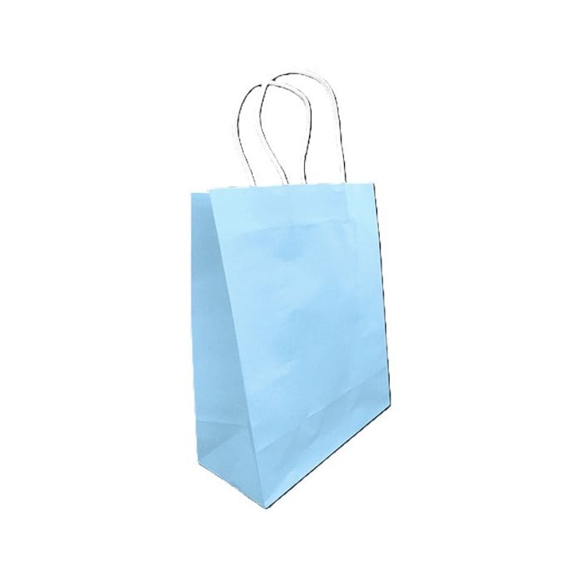 GENERICO - BOLSA REGALO KRAFT PASTEL CELESTE 15 X 21 X 8 X12 UNI
