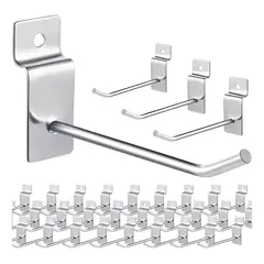 CASTLEN - Pack 50 Ganchos Gancheras Panel Ranurado 20 Cm plateados