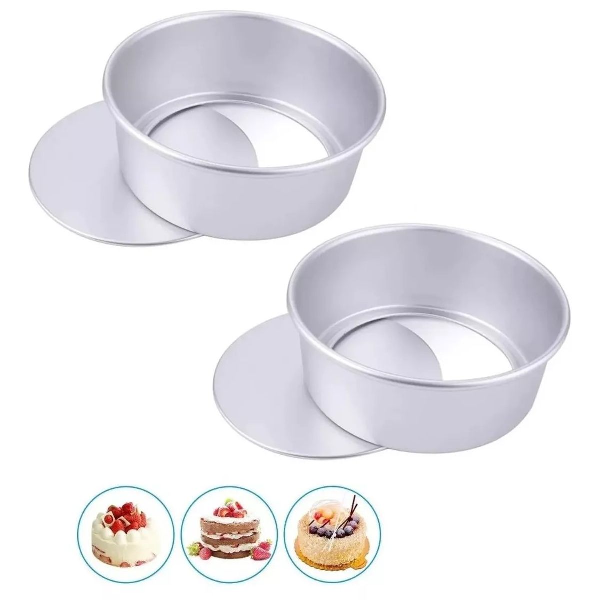 KUANGYE - X2 Moldes De Aluminio Para Tortas Molde Desmontable 20cmx8cm