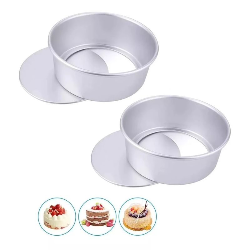 KUANGYE - X2 Moldes De Aluminio Para Tortas Molde Desmontable 20cmx8cm