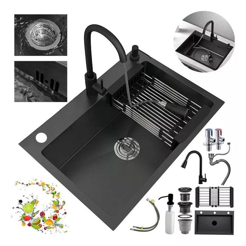 KUANGYE - Combo Lavaplato Empotrado 60x45x21cm Acero Inoxidable Lavavaso