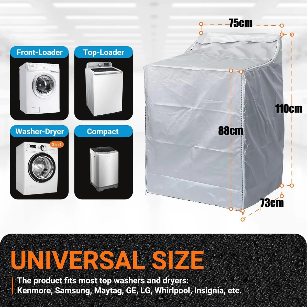 KUANGYE - Funda Lavadora Secadora Frontal Impermeable Anti-uv Universa