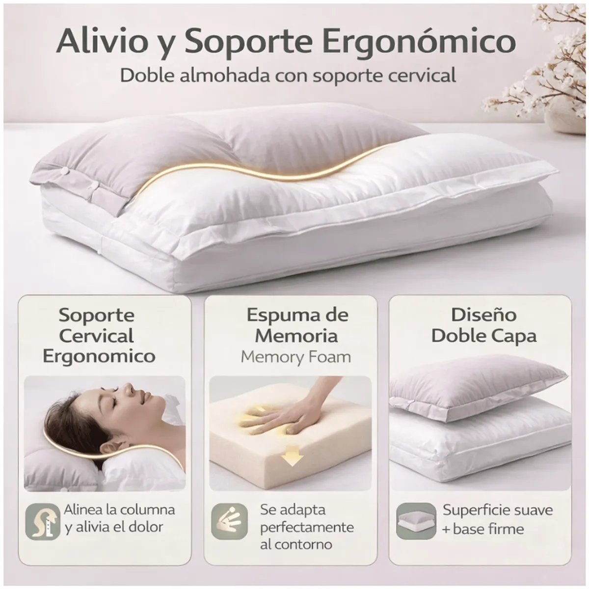 HOMER OUTDOOR - Almohada Ortopédica Ergonómica Cervical Confort Homer