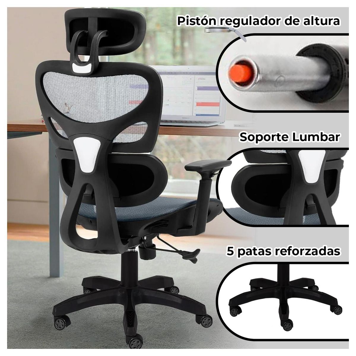 GLOBAL LATIN GROUP - Silla Ejecutiva Ergonómica Comodidad y Diseño Moderno