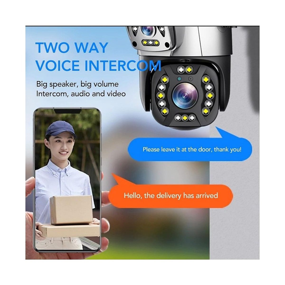 GENERICO - CAMARA DE VIGILANCIA IP DE 23 LED CON DOBLE CAMARA,  SIRENA Y BALIZA 2 unid