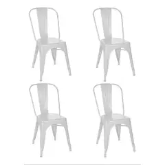 GENERICO - Pack de 4 Silla tolix metálica para comedor - Blanco
