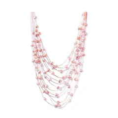ANDREA COGGIOLA JOYAS - Collar Perlas De Río Rosadas Cristales Hilo De Seda