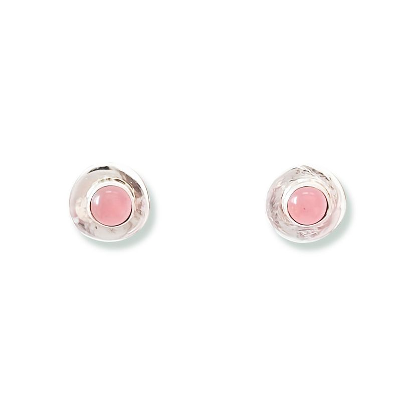 ANDREA COGGIOLA JOYAS - Aros Aryan Redondo Cuarzo Rosa Plata Fina 925