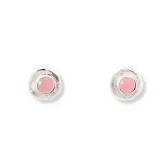 ANDREA COGGIOLA JOYAS - Aros Aryan Redondo Cuarzo Rosa Plata Fina 925