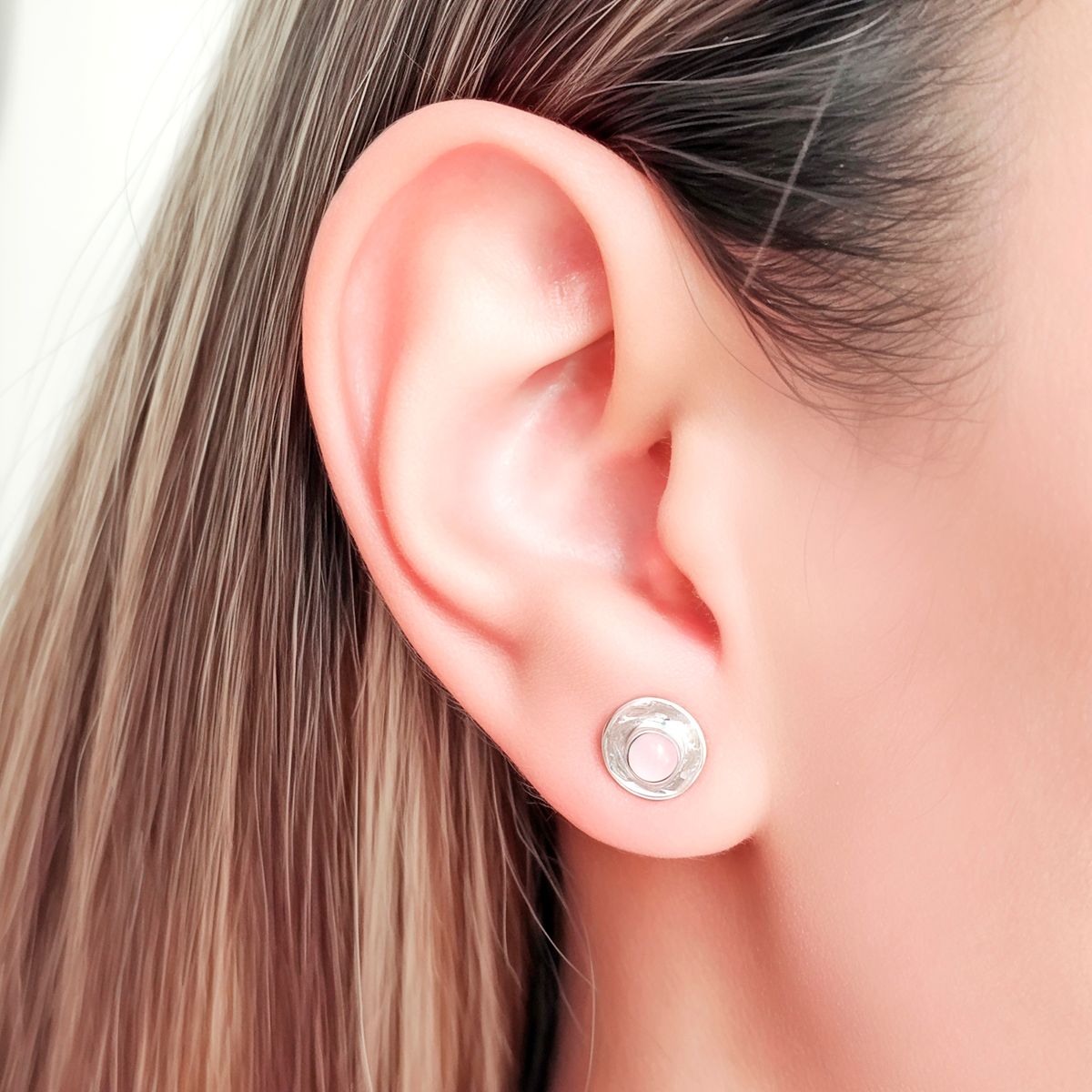 COGGIOLA - Aros Aryan Redondo Cuarzo Rosa Plata Fina 925