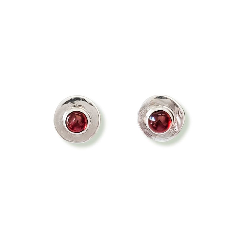 ANDREA COGGIOLA JOYAS - Aros Aryan Redondo Granate Plata Fina 925