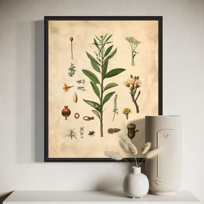 GENERICO - Cuadro decorativo botánica vintage 50x40 cm