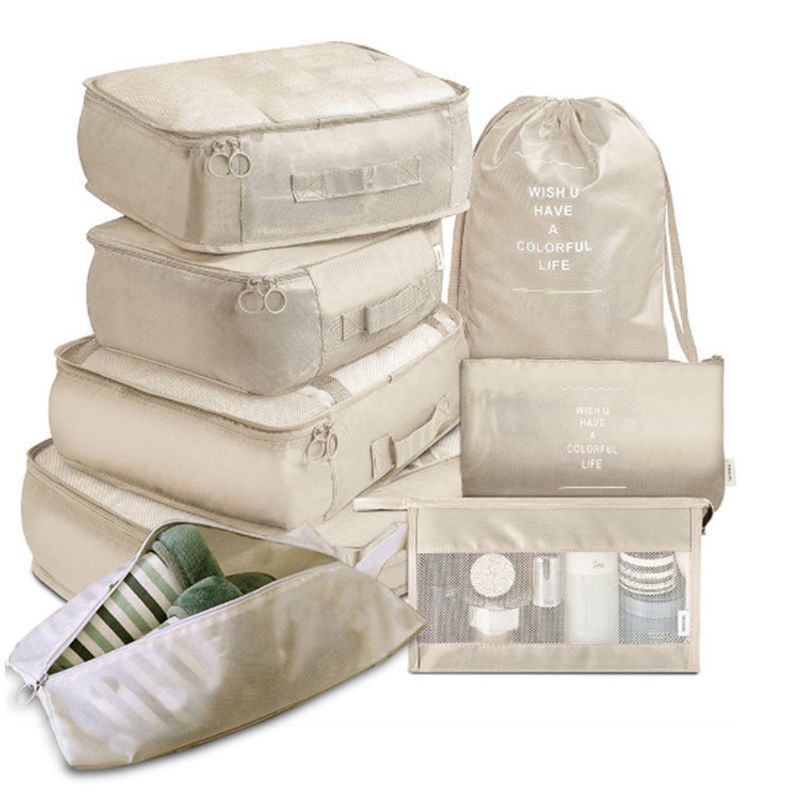 CASA NEW - 8 Piezas Organizador Maleta Bolsa Viaje Guardar Maquillaje   Beige