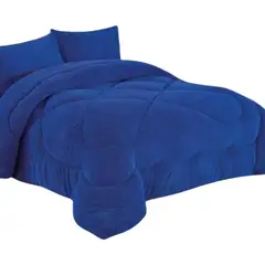 GENERICO - Cobertor De Invierno Plush Con Chiporro 2 Plaza + 2 Fundas Azul Rey