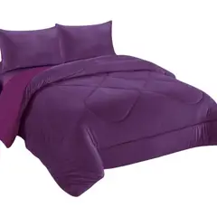 GENERICO - Cobertor De Invierno Plush Con Chiporro 2 Plaza + 2 Fundas Morado