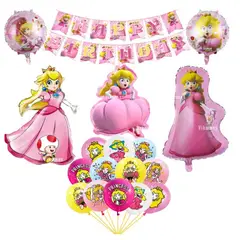 GENERICO - Set Decoración Globos + banderín Princesa peach