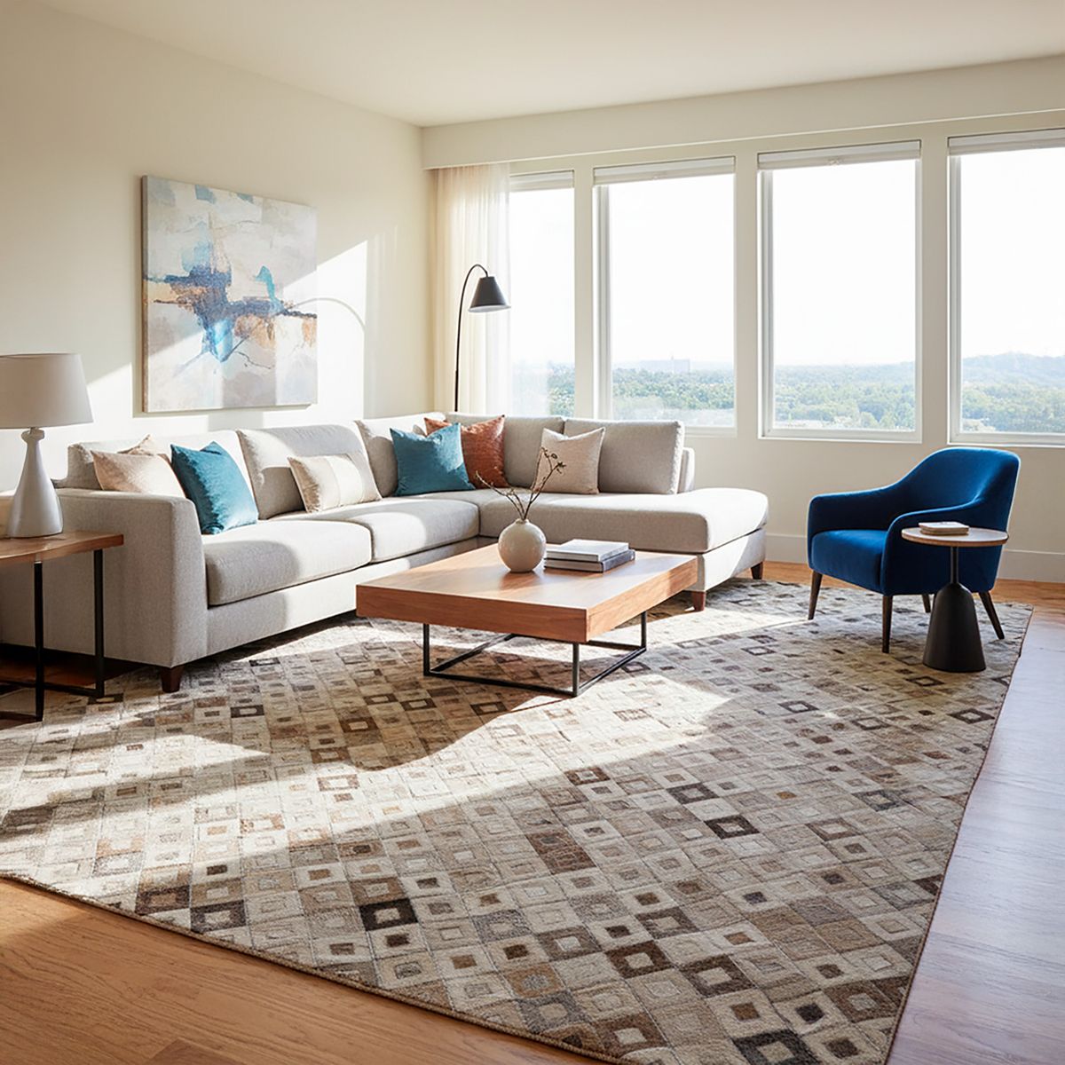 DIB - Alfombra Leather Patch Design 160X230 124 Gre Mix