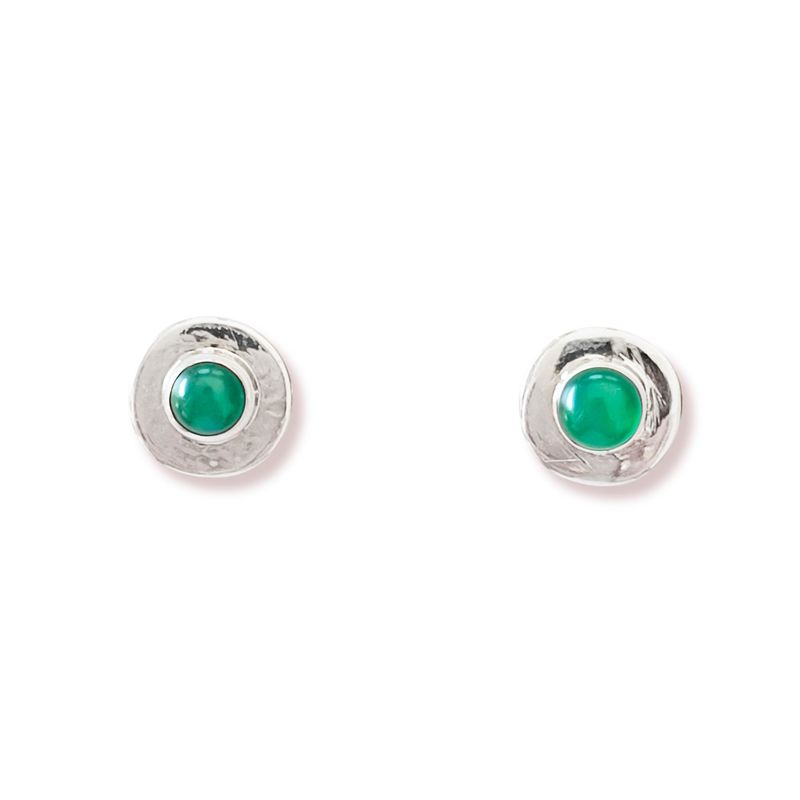 ANDREA COGGIOLA JOYAS - Aros Aryan Redondo Ónix Verde Plata Fina 925