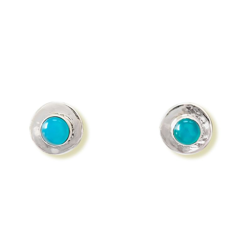 ANDREA COGGIOLA JOYAS - Aros Aryan Redondo Calcedonia Celeste Plata Fina 925