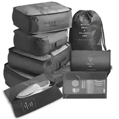 CASA NEW - 8 Piezas Organizador Maleta Bolsa Viaje Guardar Maquillaje Negro