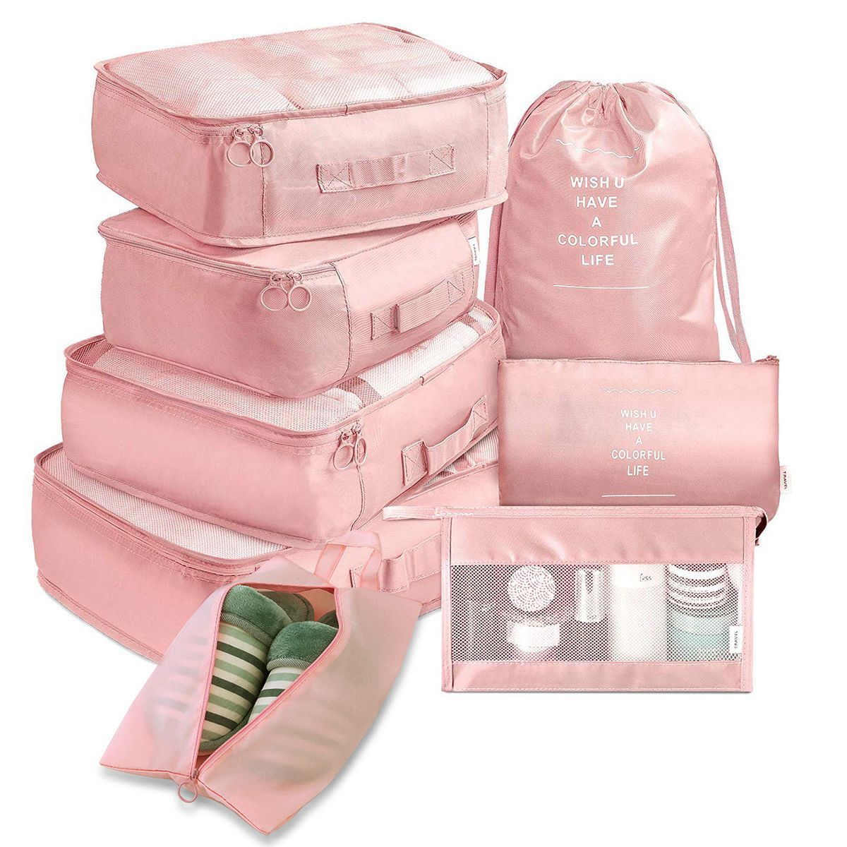 CASA NEW - Organizador Maleta Set 8 Bolsas Casatua Viaje Equipaje Rosa