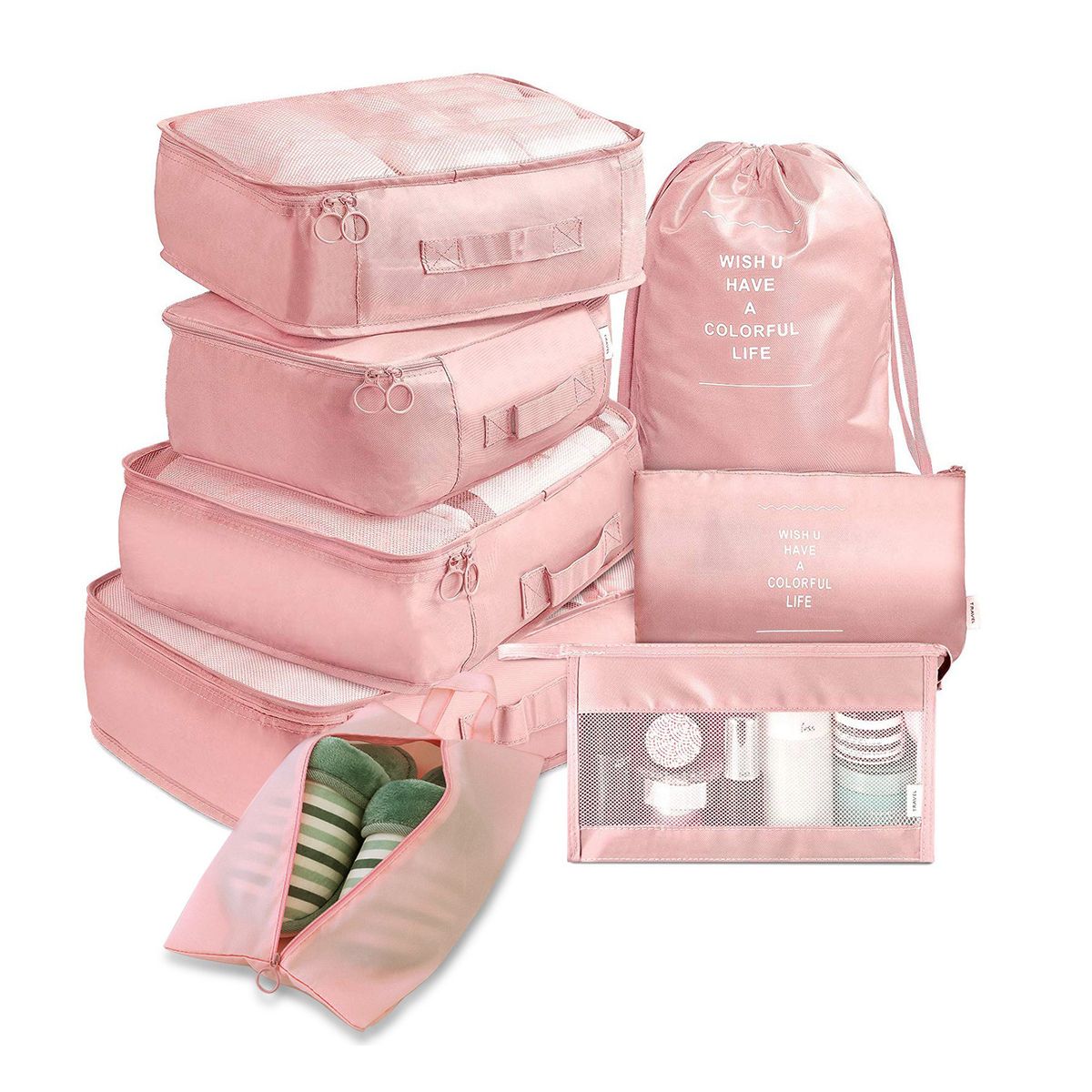 CASA NEW - Organizador Maleta Set 8 Bolsas Casatua Viaje Equipaje Rosa