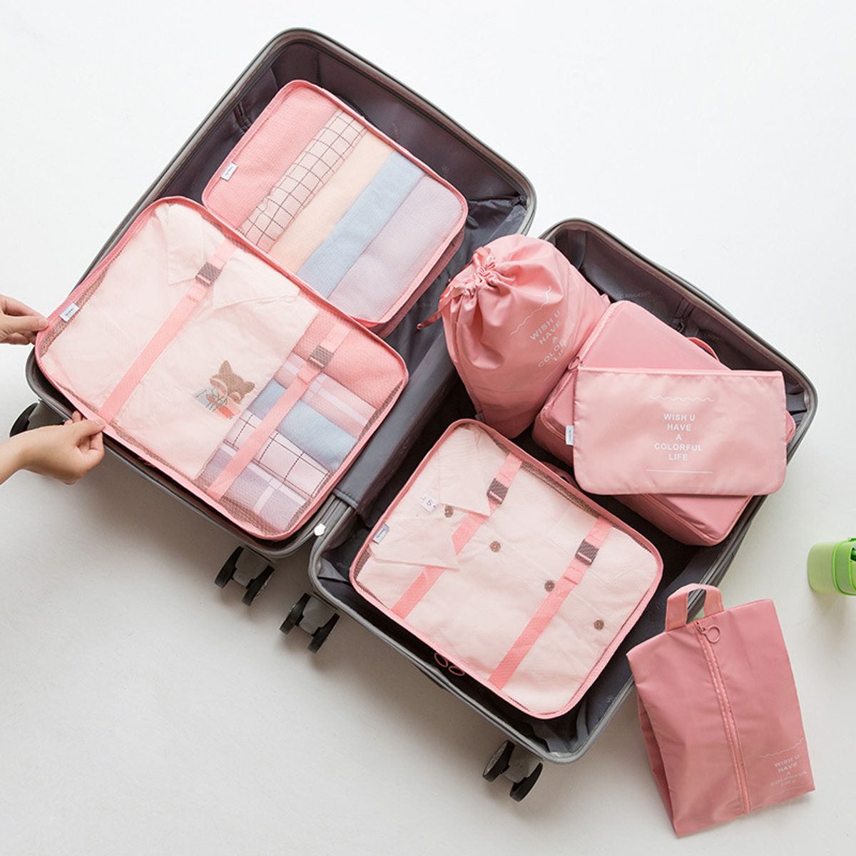 CASA NEW - Organizador Maleta Set 8 Bolsas Casatua Viaje Equipaje Rosa