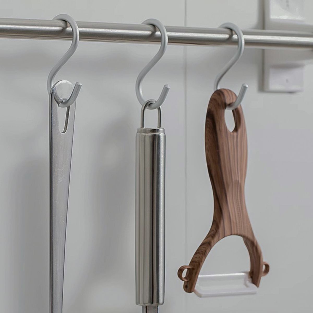 SANTU HOME & DECO - Set 10 Ganchos en Forma de S Plateado 110x55mm Aluminio