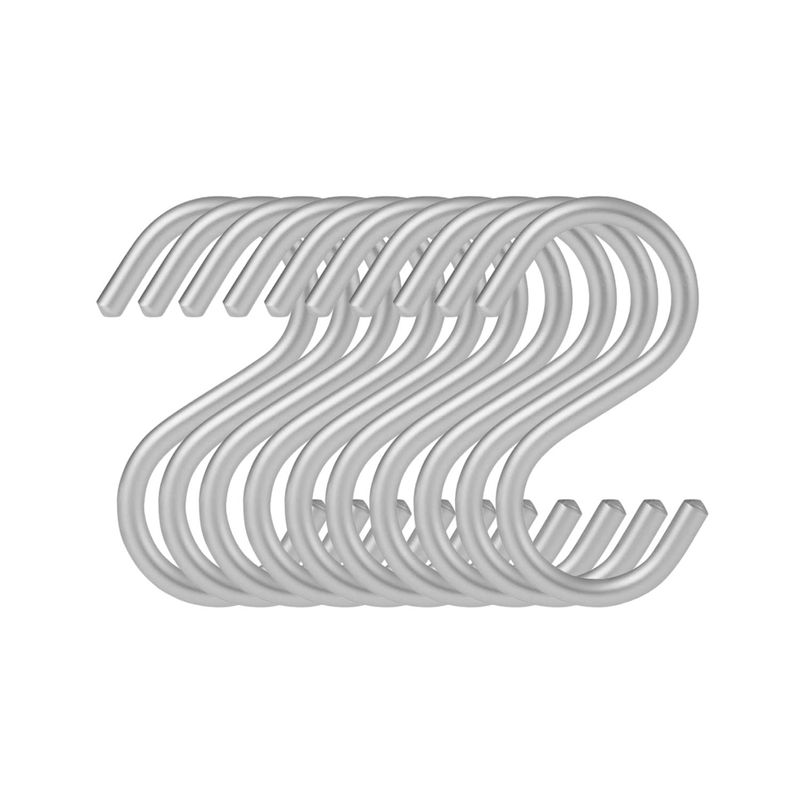 SANTU HOME & DECO - Set 10 Ganchos en Forma de S Plateado 110x55mm Aluminio