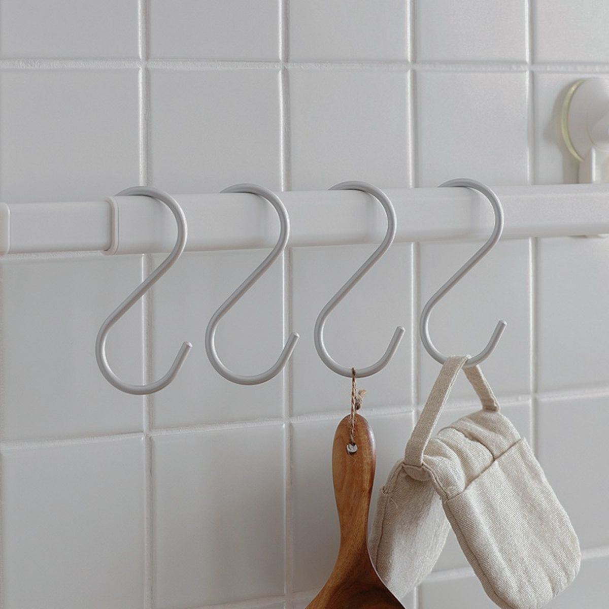 SANTU HOME & DECO - Set 10 Ganchos en Forma de S Plateado 110x55mm Aluminio