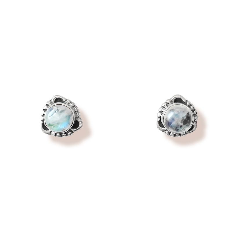 ANDREA COGGIOLA JOYAS - Aros Saachi Piedra Luna Plata Fina 925