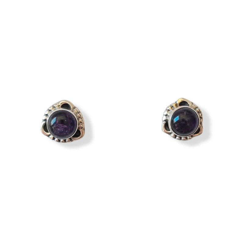 ANDREA COGGIOLA JOYAS - Aros Saachi Amatista Plata Fina 925
