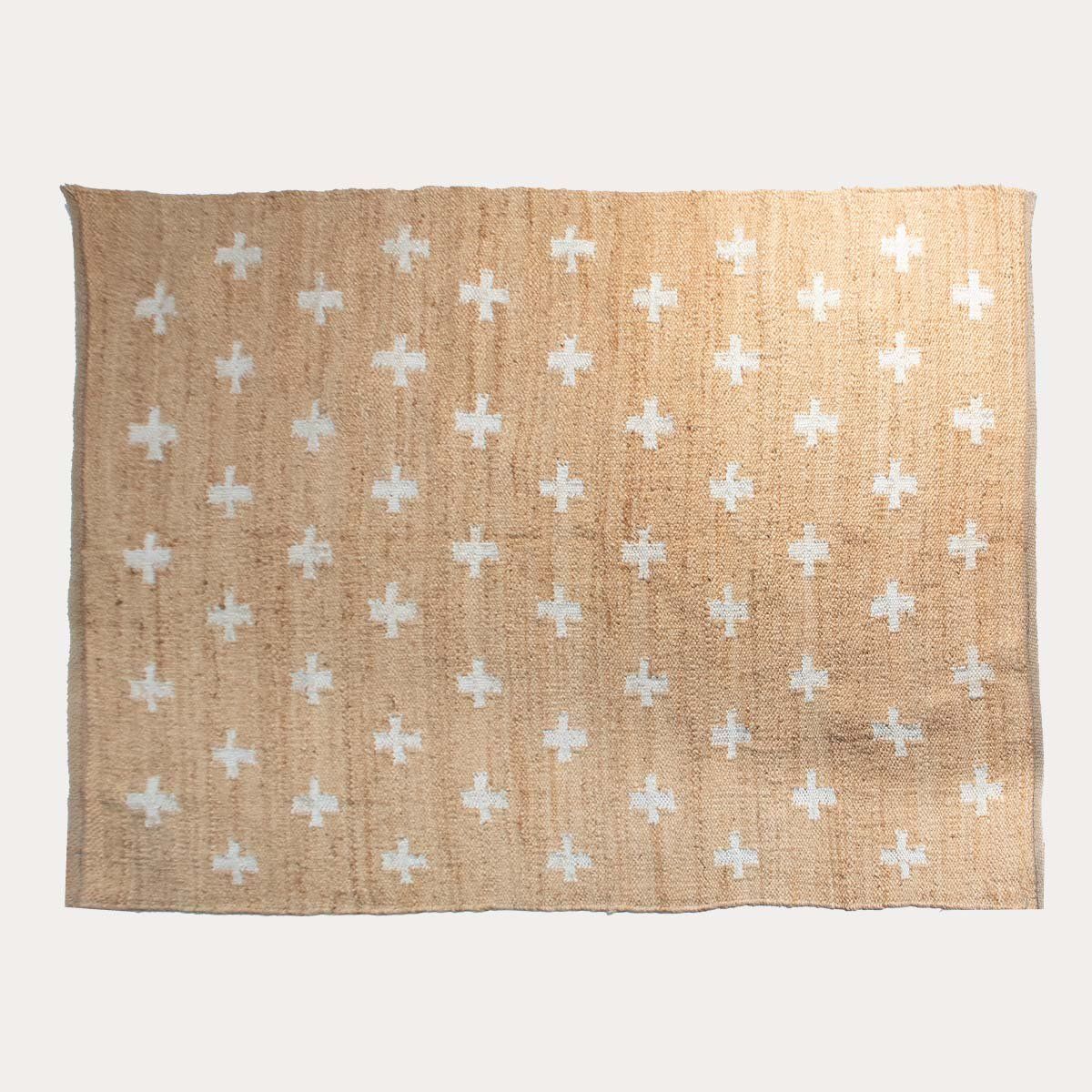 NECTAR - Alfombra Cruces Natural con Blanco Yute Artesanal Decorativa y Acogedora  200 x 300 cm
