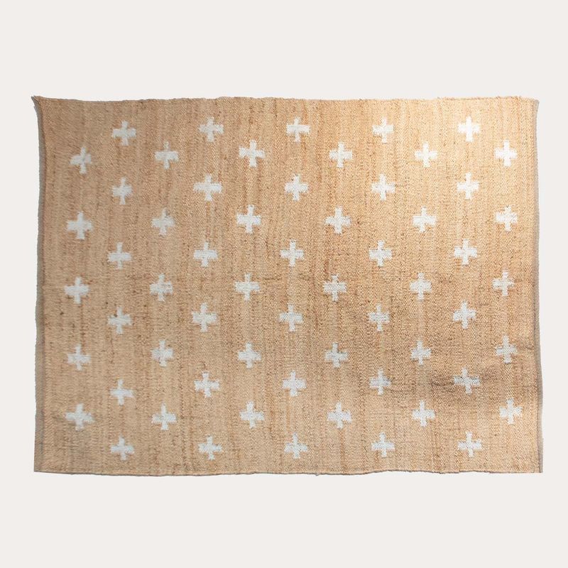 NECTAR - Alfombra cruces natural con blanco Yute 200 x 300 cm