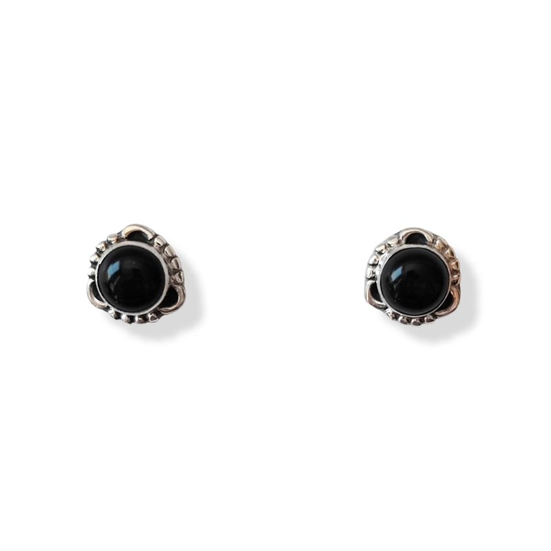 ANDREA COGGIOLA JOYAS - Aros Saachi Ónix Plata Fina 925