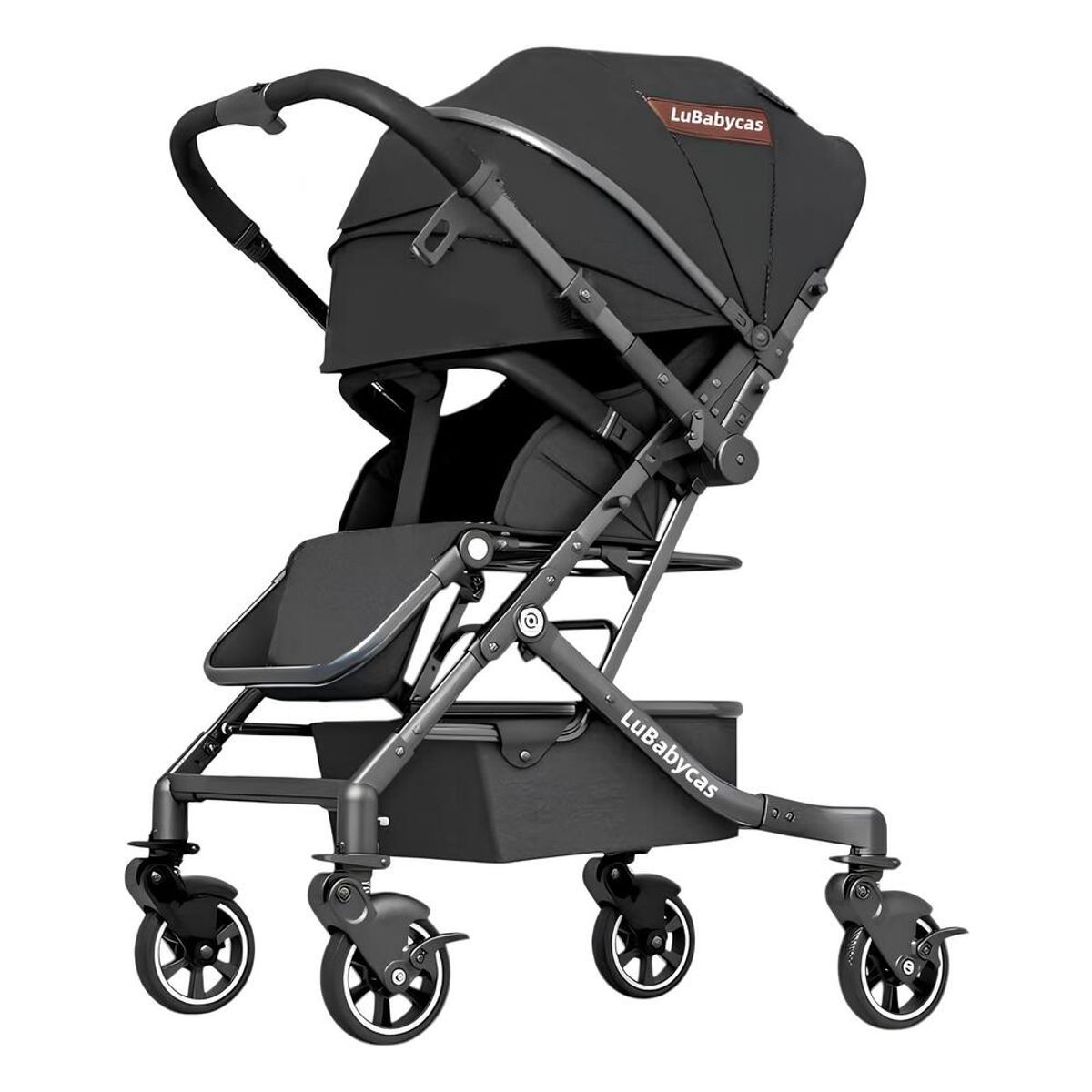 LUBABYCAS - Coche Paseo Reversible 4 Ruedas 360°Space Negro LuBabycas