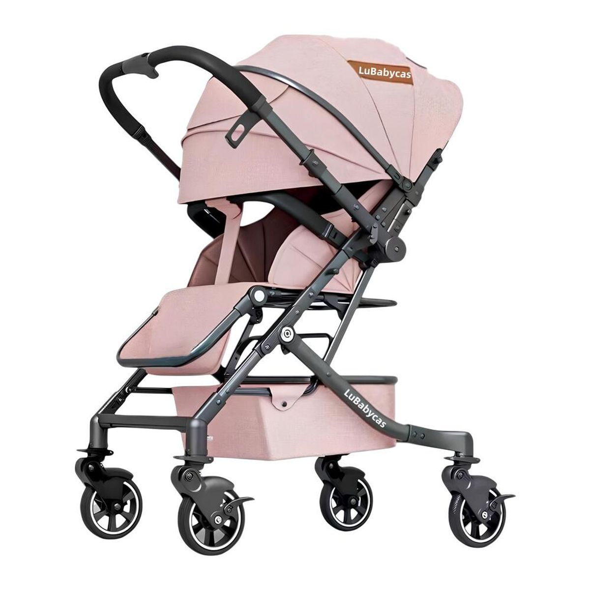 LUBABYCAS - Coche Paseo Reversible 4 Ruedas 360°Space Pink LuBabycas