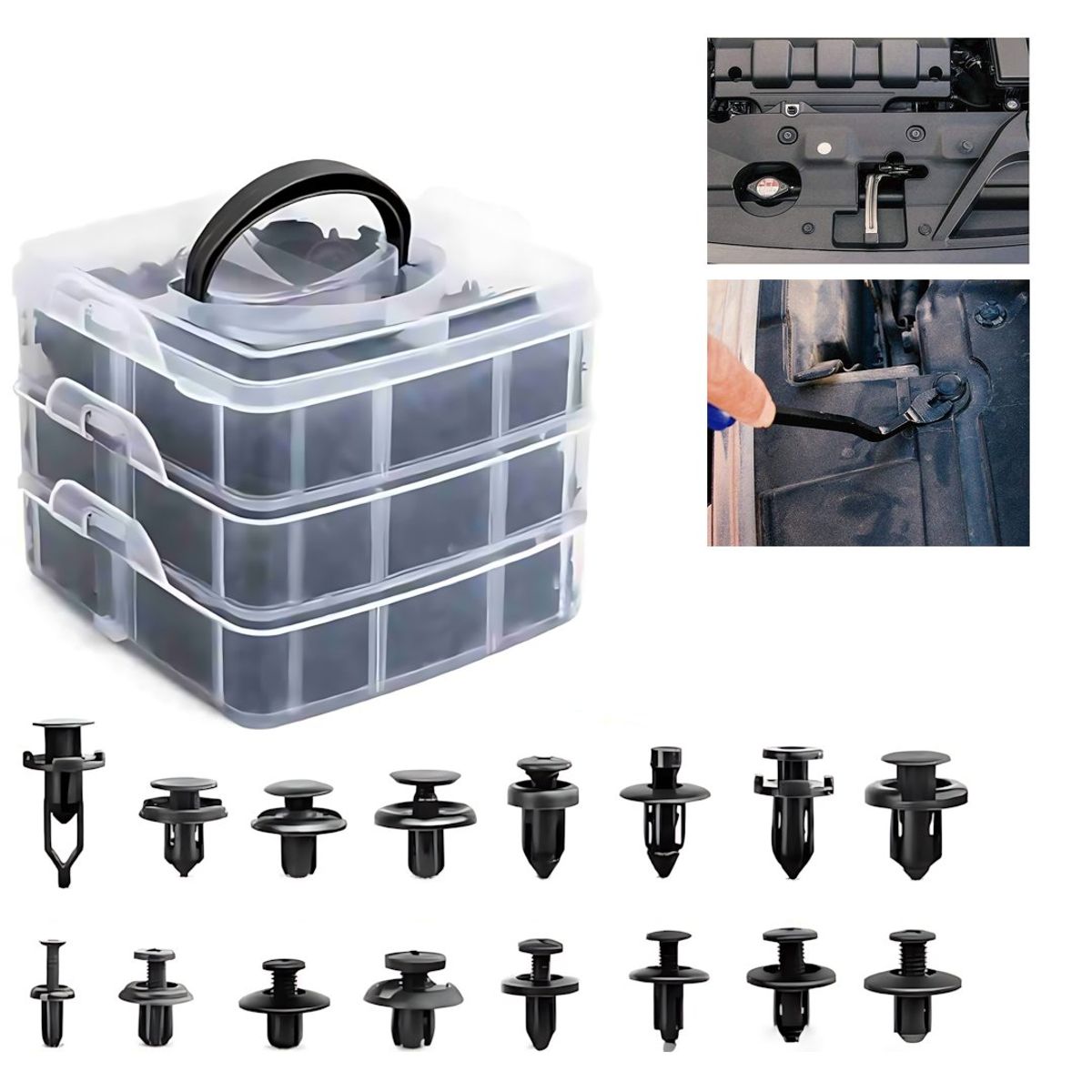 GENERICO - 620Pcs Clips De Retención De Coche 16 Tamaños Con Caja