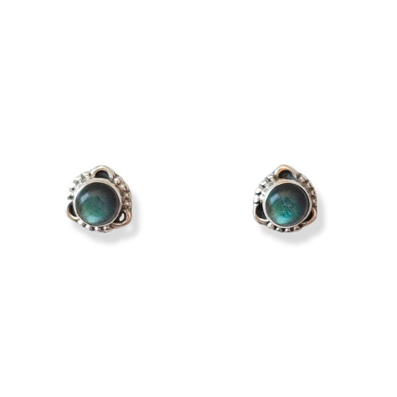 ANDREA COGGIOLA JOYAS - Aros Saachi Labradorita Plata Fina 925