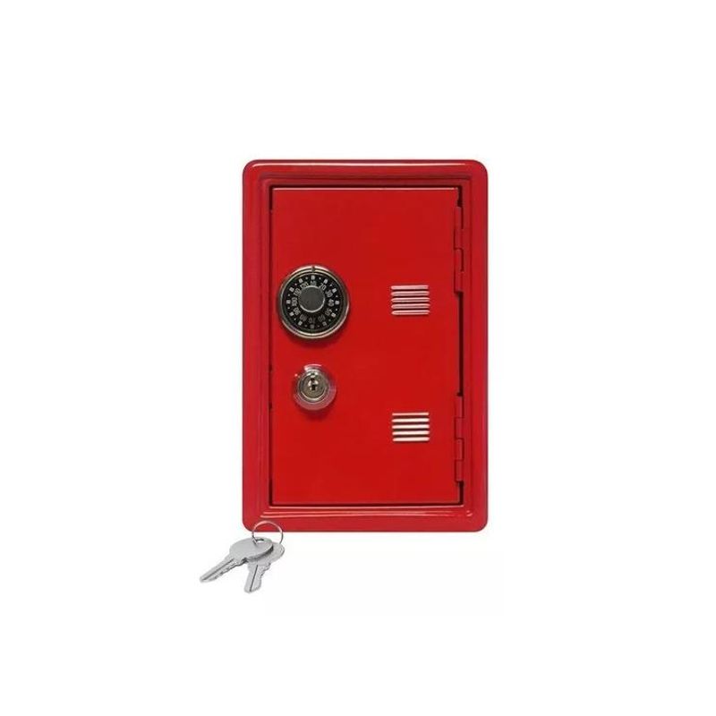 GENERICO - Caja fuerte metálica pequeña con llave para dinero 18 x12