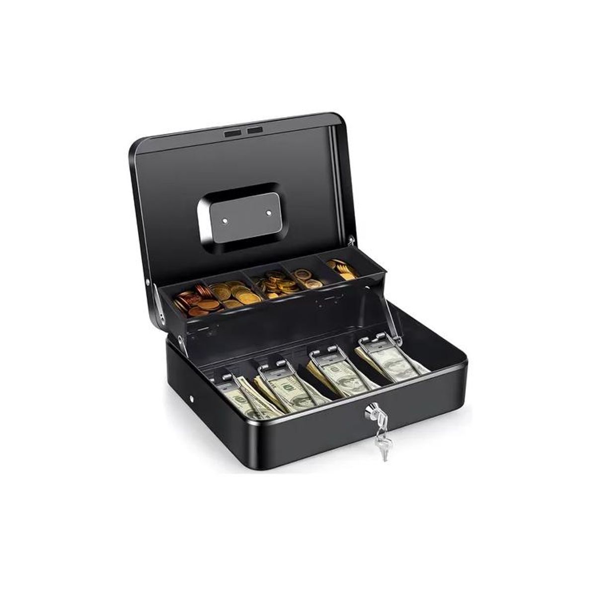 GENERICO - Caja fuerte de seguridad metálica para dinero con llaves