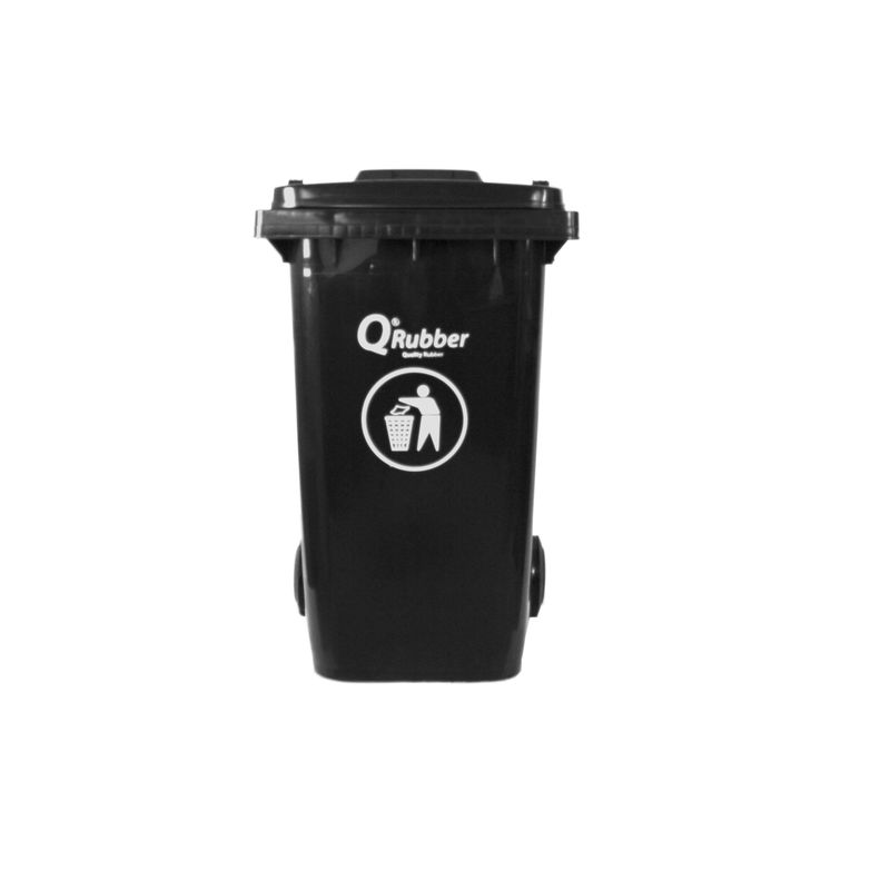 QRUBBER -  Basurero Contenedor Basura 240 lts. gris QRubber