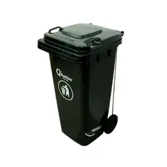 QRUBBER - Basurero Contenedor Basura 120 lts. gris con pedal