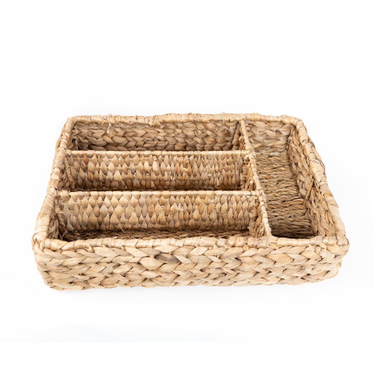 NECTAR - Canasto Porta Cubiertos Jacinto Fibra Natural Organizador Rectangular 40x27x10 cm